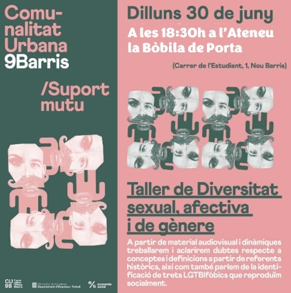 Us esperem al taller "Diversitat sexual, afectiva i de gènere" a l'Ateneu la Bòbila de Porta del pròxim dilluns!🏳️‍🌈Trobareu un espai segur per expressar-vos lliurement i parlarem de la identificació de trets LGTBI-fòbics que reproduïm socialment. Espai  Mixta, Obert i Gratuït #28J