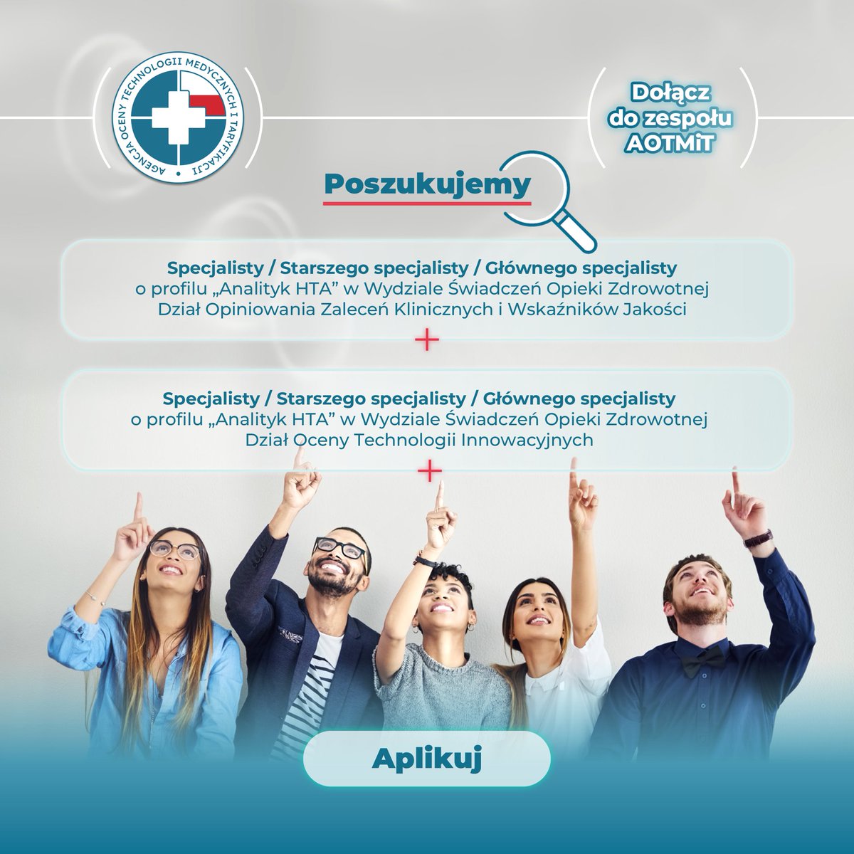 Agencja Oceny Technologii Medycznych i Taryfikacji (@aotmit) on Twitter photo Szukasz dla siebie nowego miejsca? 🤔
Cenisz sobie pracę z ekspertami, dobrą atmosferę i zadania, które wymagają analitycznego myślenia?🧠📊
Dołącz do zespołu <a href="/aotmit/">Agencja Oceny Technologii Medycznych i Taryfikacji</a>.
📅Na Twoje zgłoszenie czekamy do 17 lipca 2025 r. Szukasz dla siebie nowego miejsca? 🤔
Cenisz sobie pracę z ekspertami, dobrą atmosferę i zadania, które wymagają analitycznego myślenia?🧠📊
Dołącz do zespołu <a href="/aotmit/">Agencja Oceny Technologii Medycznych i Taryfikacji</a>.
📅Na Twoje zgłoszenie czekamy do 17 lipca 2025 r.