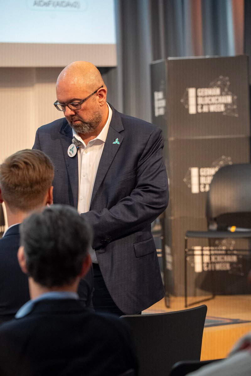 🚀 Jason Runyon, CEO and Founder of AID, delivered a standout keynote at #GermanBlockchain &amp; AI Week, flying in from the U.S. to share his team's vision for the future of decentralized finance in Germany and across Europe.

AID isn’t just another DeFi protocol. It’s a