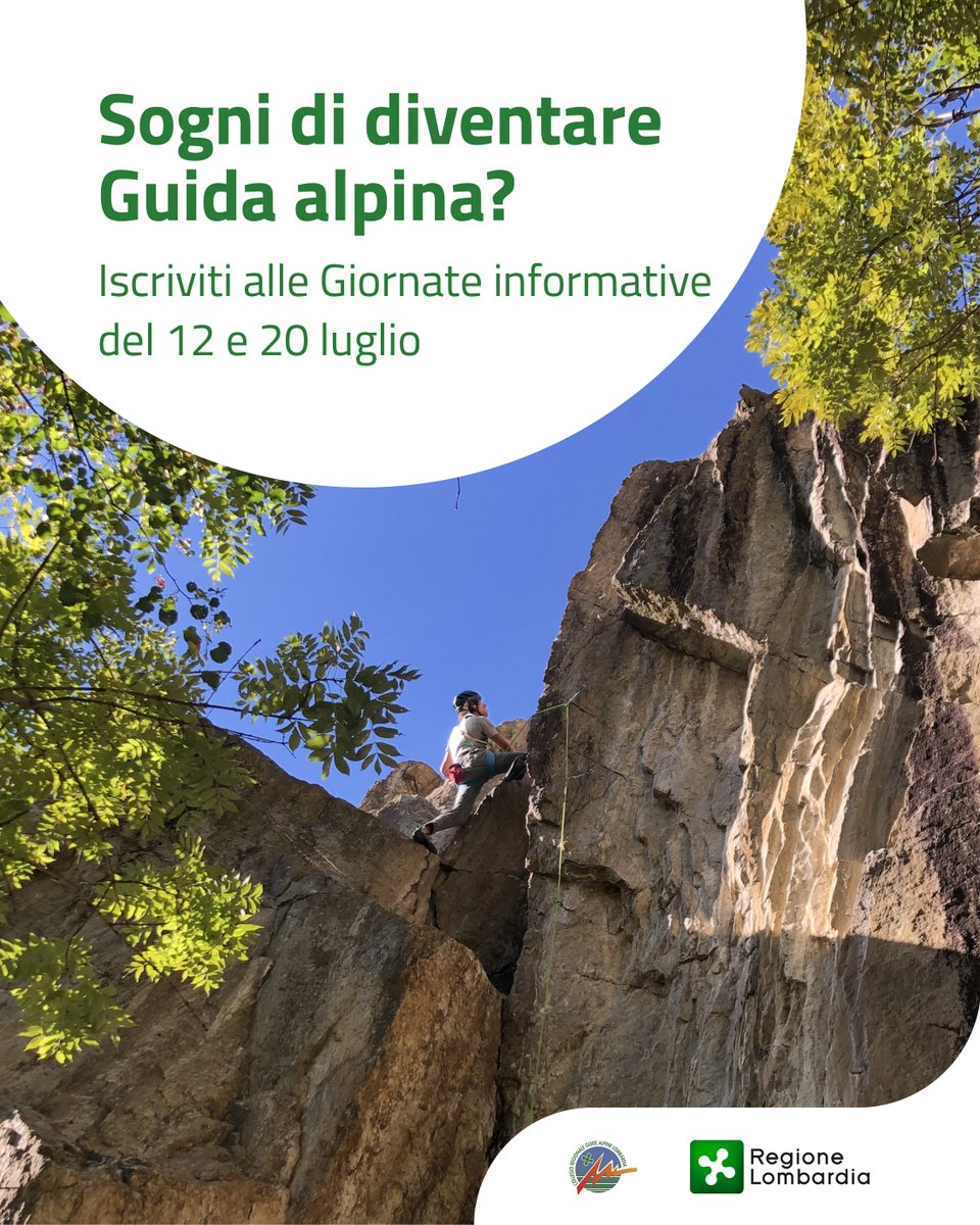 Sabato 12 e domenica 20 luglio previste due Giornate informative per chi sogna di diventare Guida alpina e vuole vedere da vicino quale sia il livello tecnico richiesto per superare le prove attitudinali che danno accesso ai corsi di formazione👉 reglomb.it/ctV250WhhGm