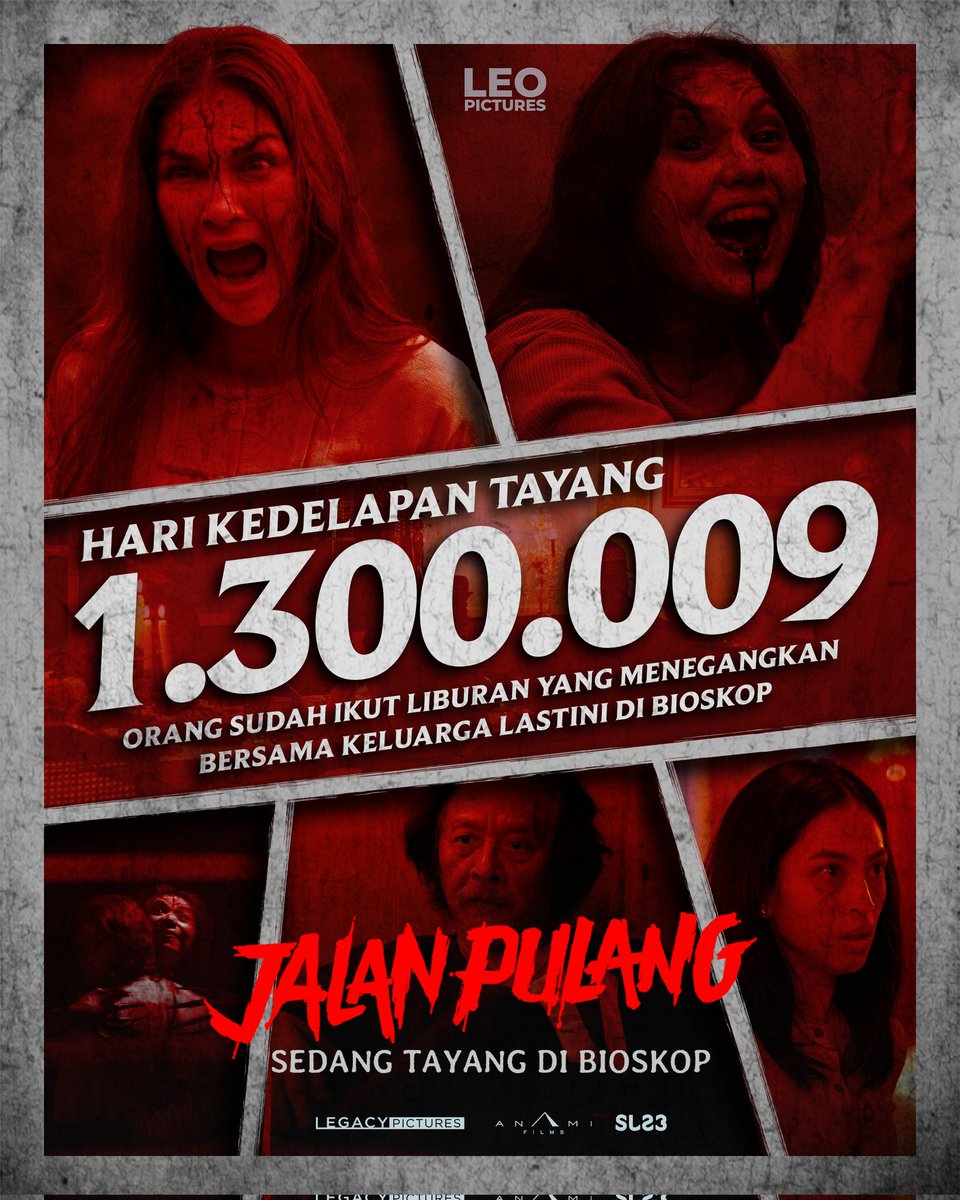 Terima kasih 1.300.009 penonton yang sudah menempuh JALAN PULANG!

Selamat merayakan liburan!  Coba deh ajak mom's date ibumu nonton Jalan Pulang, semoga keluar bioskop bisa peluk erat selayaknya Lastini dan Arum di Jalan Pulang,

 Gas ke bioskop! ❤️‍🔥
#filmjalanpulang