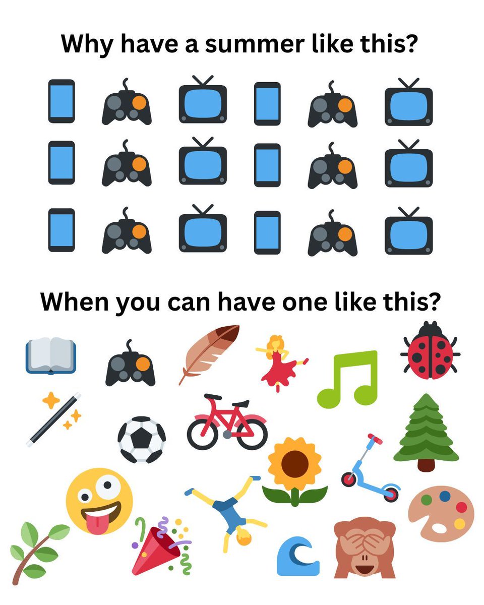 Happy Summer Holidays! ☀️ 

Why have a screen-filled summer when you could have a Summer of Play! 

Children need variety in their play for healthy and happy development 📖 🤸‍♀️ 🍃 

What are your favourite summer play ideas?