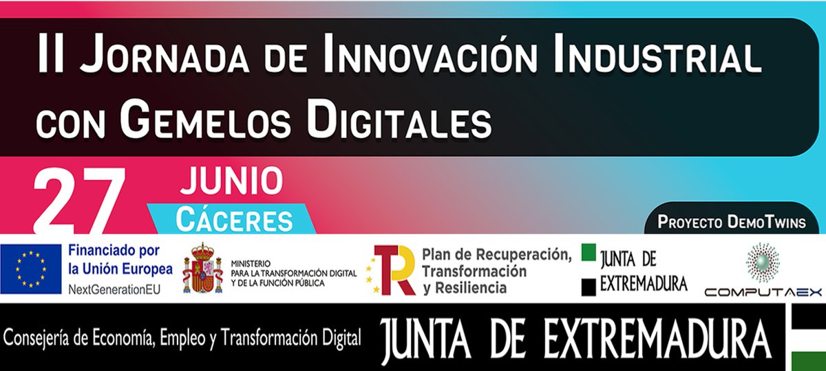 Fundación COMPUTAEX (@cenits) on Twitter photo ¡Buenos días! Comenzamos la II Jornada de Innovación Industrial con Gemelos Digitales en el <a href="/ccmijesususon/">CCMIJU - JUMISC</a> con la <a href="/DGDigitalEx/">Digitalización Regional de Extremadura</a> <a href="/Junta_Ex/">Junta de Extremadura</a> #PlanDeRecuperación #NextGenerationEU@demo_twins. computaex.es/noticias/16062… ¡Buenos días! Comenzamos la II Jornada de Innovación Industrial con Gemelos Digitales en el <a href="/ccmijesususon/">CCMIJU - JUMISC</a> con la <a href="/DGDigitalEx/">Digitalización Regional de Extremadura</a> <a href="/Junta_Ex/">Junta de Extremadura</a> #PlanDeRecuperación #NextGenerationEU@demo_twins. computaex.es/noticias/16062…
