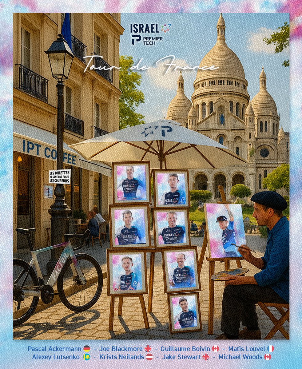 Israel – Premier Tech (@israelpremtech) on Twitter photo Three weeks to create a masterpiece before we reach Montmartre 🖼️
Off the back of a successful GC focus at the <a href="/giroditalia/">Giro d'Italia</a>, these are the eight riders seeking stage victories for IPT at this year’s <a href="/LeTour/">Tour de France™</a>.
🇩🇪 <a href="/Ackes171/">Pascal Ackermann</a>
🇬🇧 <a href="/Joe_blackmore_/">Joe Blackmore</a>
🇨🇦 <a href="/Guillaumeboivin/">.</a>
🇫🇷 <a href="/LouvelMatis/">Matis Louvel</a> Three weeks to create a masterpiece before we reach Montmartre 🖼️
Off the back of a successful GC focus at the <a href="/giroditalia/">Giro d'Italia</a>, these are the eight riders seeking stage victories for IPT at this year’s <a href="/LeTour/">Tour de France™</a>.
🇩🇪 <a href="/Ackes171/">Pascal Ackermann</a>
🇬🇧 <a href="/Joe_blackmore_/">Joe Blackmore</a>
🇨🇦 <a href="/Guillaumeboivin/">.</a>
🇫🇷 <a href="/LouvelMatis/">Matis Louvel</a>