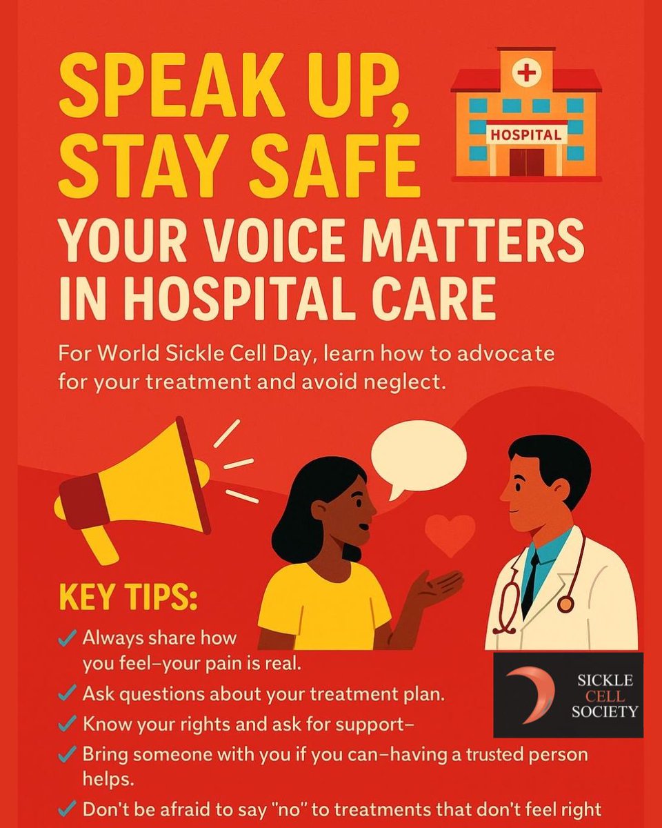 SickleCellUK's tweet image. 🗣️ Your voice matters in hospital care.
Our NW & South Yorkshire mentors are empowering young people with sickle cell to speak up, stay safe & push for better treatment 🏥🩸
Let’s advocate for change where it’s needed most.
#SickleCell #SpeakUpStaySafe #NHSVoices #YouthVoice