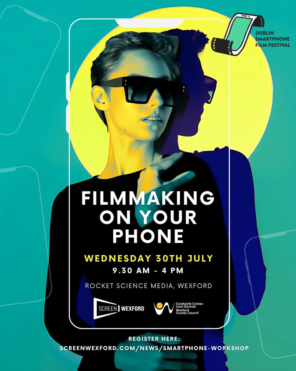 Screen Wexford (@screenwexford) on Twitter photo Filmmaking On Your Phone - FREE beginner workshop for you to learn to shoot & edit films using just your smartphone!
📅 Wed, 30 July
⏰ 9:30AM–4PM
📍 Wexford
Register today!
screenwexford.com/news/smartphon…
<a href="/wexfordcoco/">Wexford County Council</a> <a href="/DubSmartFF/">Dublin Smartphone FF</a> Filmmaking On Your Phone - FREE beginner workshop for you to learn to shoot & edit films using just your smartphone!
📅 Wed, 30 July
⏰ 9:30AM–4PM
📍 Wexford
Register today!
screenwexford.com/news/smartphon…
<a href="/wexfordcoco/">Wexford County Council</a> <a href="/DubSmartFF/">Dublin Smartphone FF</a>