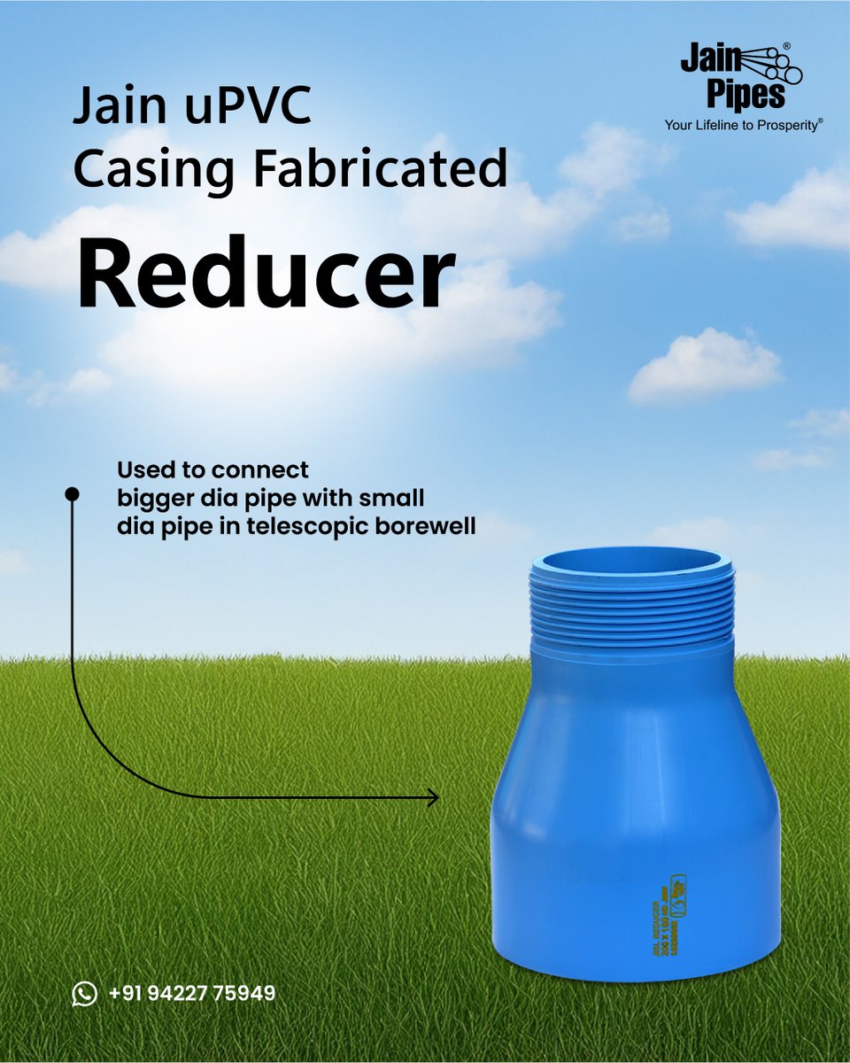 Jain uPVC Casing Fabricated Reducer – your borewell’s best match!
Perfectly crafted to connect different pipe sizes with strength, precision, and zero leaks.💯✨