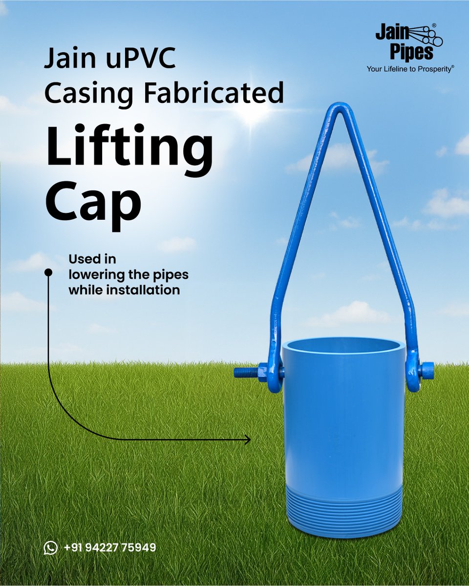 🔧 🚀 Say hello to Jain uPVC Casing Fabricated Lifting Cap – your go-to for hassle-free and secure pipe lowering. 💪

Whether it's depth or durability, we’ve got your back from the ground up.
Faster installs. Stronger support. Only with Jain Pipes. 💧✨