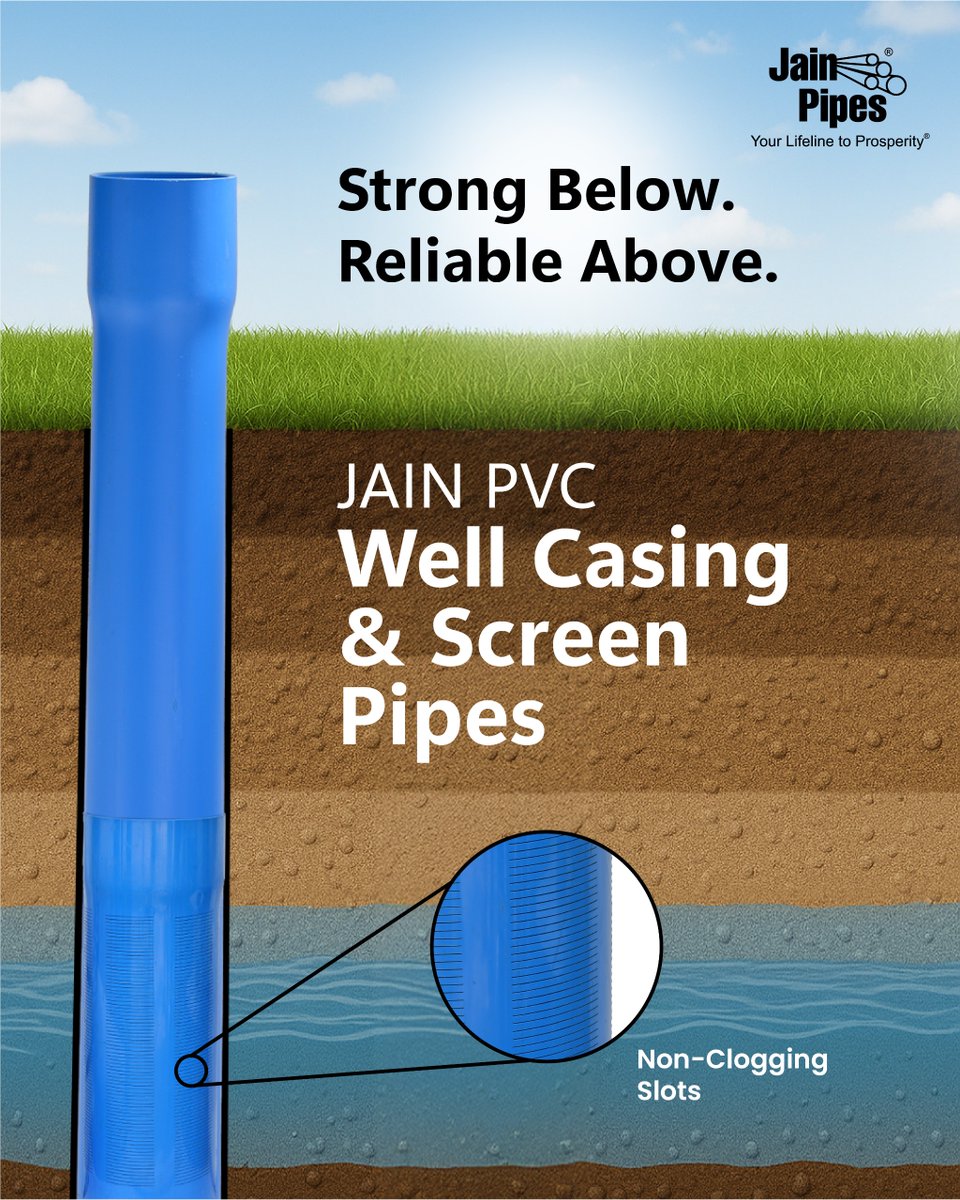 💧 Dig Deeper, Flow Smarter!
Revolutionize your groundwater game with Jain PVC Well Casing &amp; Screen Pipes – designed for everything from tube wells to de-watering, and built to last! 🛠️🌍💪