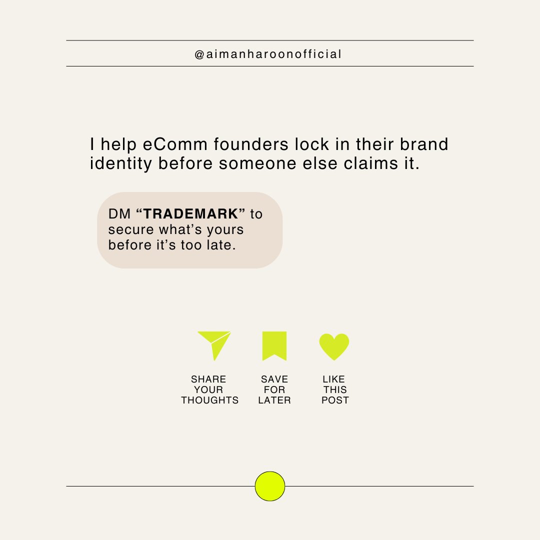 AIMANHAROONN's tweet image. Your brand isn’t protected until it’s trademarked.
And yes someone can register your name before you.
We help eComm founders lock it in early.

 DM “TRADEMARK” to protect what you’re building.

#FBAHelp #TrademarkTips #BrandRegistry #AmazonSellers #EcomSupport #DigitalAssets