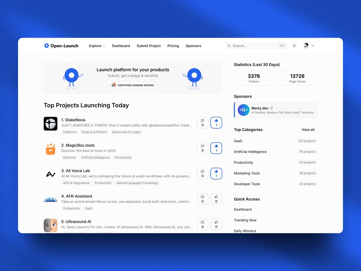 🚀 MASSIVE DAY! 
11 launches today, including 6 premium drops in a single day!

Biggest launch day since open-launch started less than 2 months ago! 

🔥Go check out today's amazing projects!