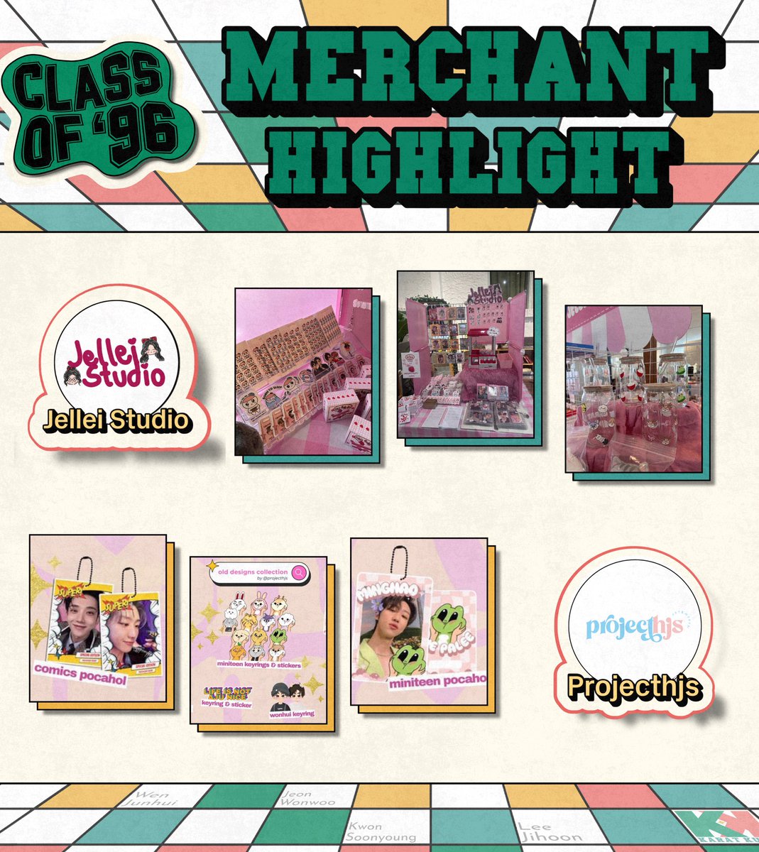 Merchant Highlight✨

Say hi to <a href="/Jellei_Studio/">Jellei Studio</a> and <a href="/projecthjs/">projecthjs ◠‿◠</a>! 

They’ve got the cutest pc holders and anik-aniks to make your go-to bag even cuter 💖

Don’t forget to check them out at #Classof96CSE!