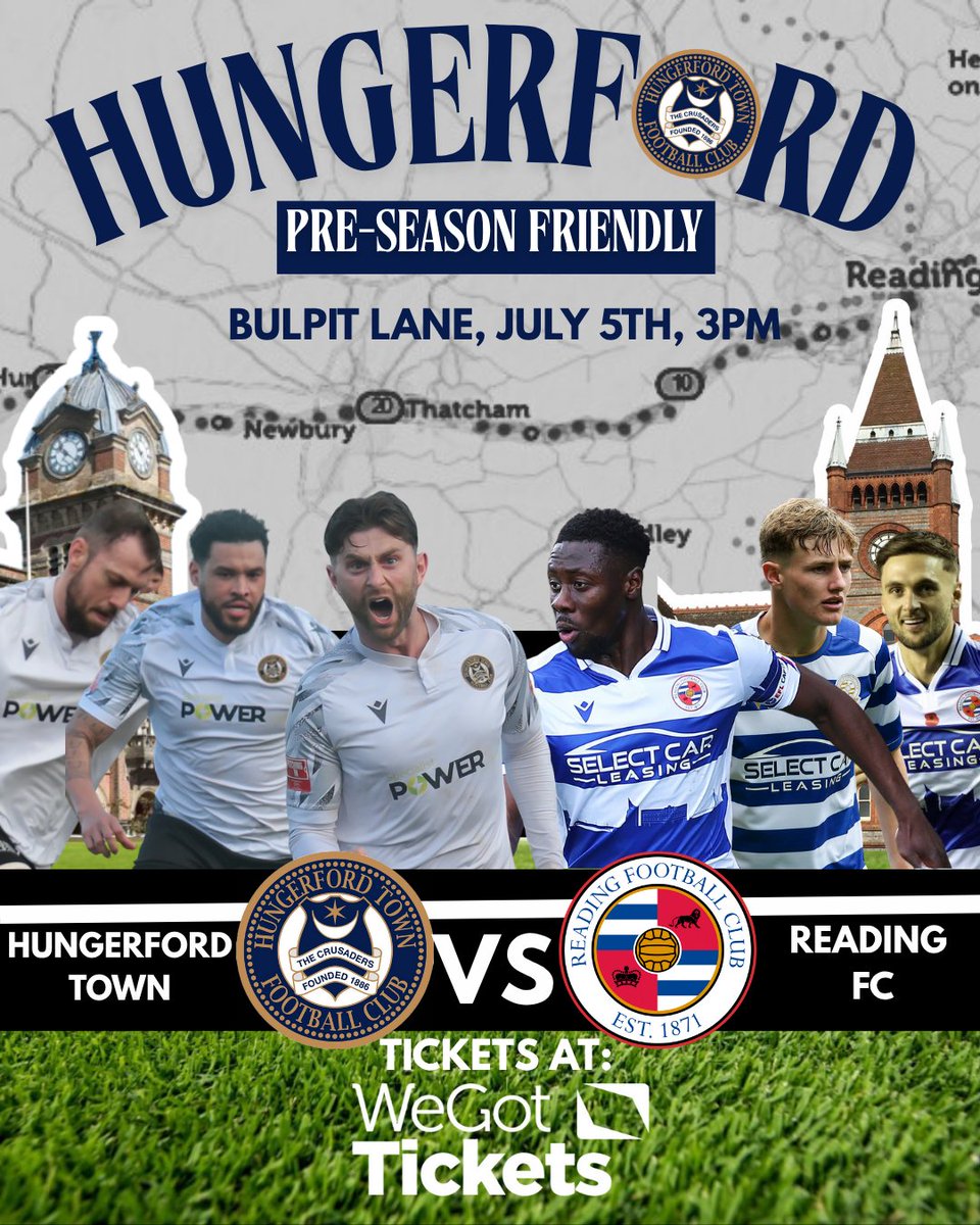 Hungerford Town FC (@hungerfordtown) on Twitter photo FIXTURE UPDATE!!
Big NEWS as we can announce we are hosting <a href="/ReadingFC/">Reading FC</a> at Bulpit Lane on Saturday 5th July 3pm for our opening friendly!
Tickets can be purchased in advance at a discounted rate. Prices on the gate Adults £10, U16s £5
wegottickets.com/event/667081/ FIXTURE UPDATE!!
Big NEWS as we can announce we are hosting <a href="/ReadingFC/">Reading FC</a> at Bulpit Lane on Saturday 5th July 3pm for our opening friendly!
Tickets can be purchased in advance at a discounted rate. Prices on the gate Adults £10, U16s £5
wegottickets.com/event/667081/
