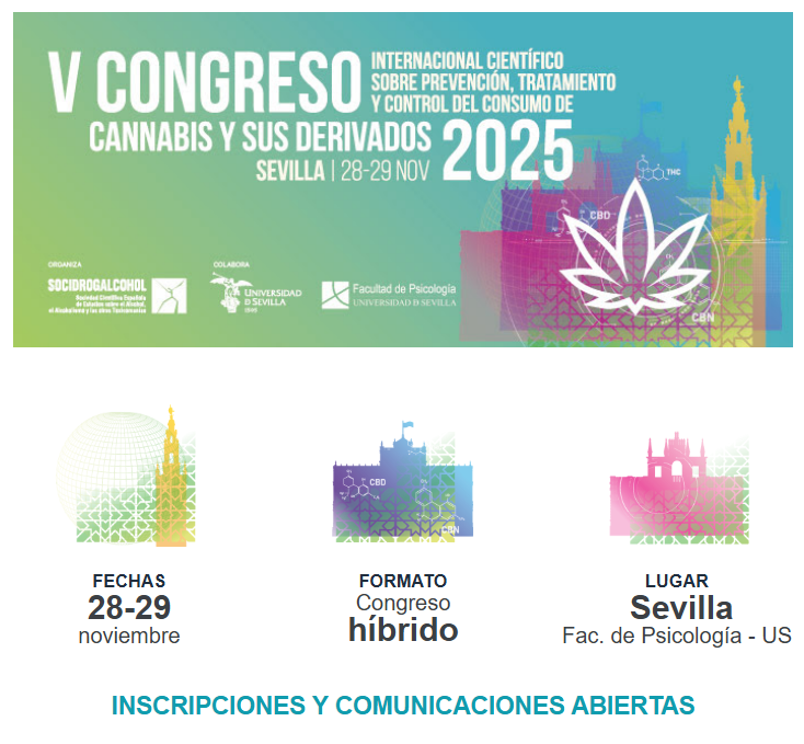 ¡Buenos días! SAVE THE DATE. El 28 y 29 de noviembre estaremos en Sevilla en el V Congreso de cannabis y sus derivados. Toda la información aquí: …gresocannabis2025.socidrogalcohol.org