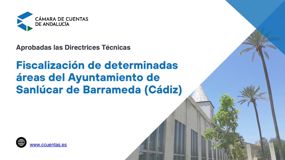 Cámara de Cuentas de Andalucía (@camaracuentas) on Twitter photo 💼 El Pleno de la <a href="/CamaraCuentas/">Cámara de Cuentas de Andalucía</a> ha aprobado el documento de directrices técnicas de la “Fiscalización de determinadas áreas del Ayuntamiento de Sanlúcar de Barrameda (Cádiz)”.
✅ Más información:
ccuentas.es/public/modules… 💼 El Pleno de la <a href="/CamaraCuentas/">Cámara de Cuentas de Andalucía</a> ha aprobado el documento de directrices técnicas de la “Fiscalización de determinadas áreas del Ayuntamiento de Sanlúcar de Barrameda (Cádiz)”.
✅ Más información:
ccuentas.es/public/modules…