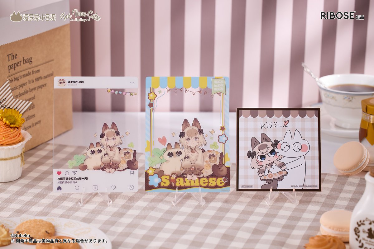 RIBOSE_JP's tweet image. 「新商品案内②」
商品名:DLCシリーズ ティータイム キャッツ×シャム猫あずきさん 友情コラボ限定セット
※本体・特製お皿・特製色紙・クリアカード×2
価格:9000円(税抜)
仕様:PVC&ABS塗装完成品・本体約130mm/57mm
発売:2025年11月
原型:PANDA JIANG
彩色:RIBOSE
イラスト:STAR影法師
©Nobeko