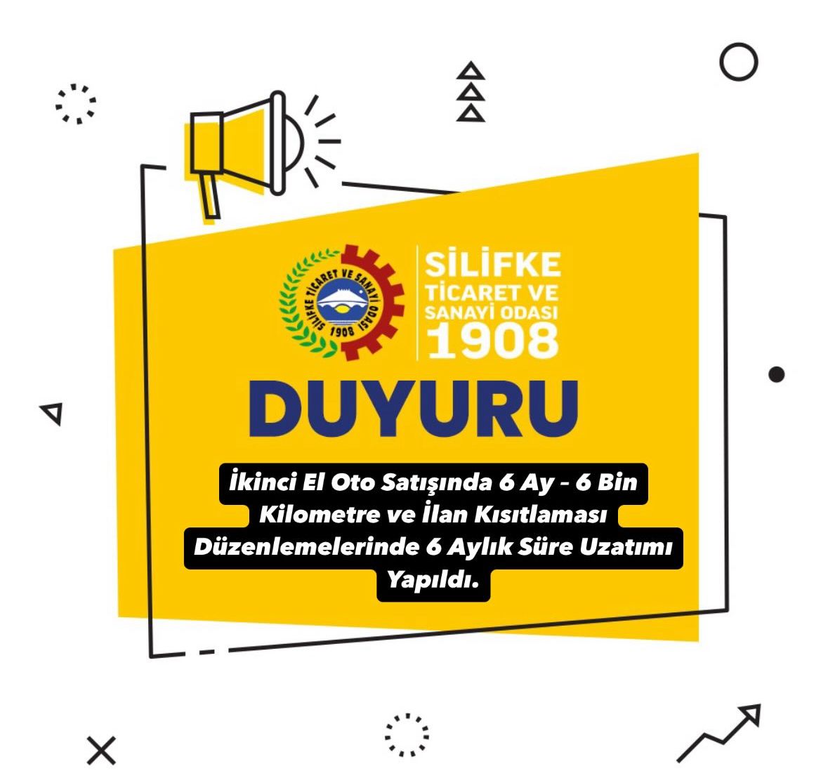 İkinci El Oto Satışında 6 Ay – 6 Bin Kilometre ve İlan Kısıtlaması Düzenlemelerinde 6 Aylık Süre Uzatımı Yapıldı.
Detaylar için:
👉sitso.org.tr/tr/haberler/ik…