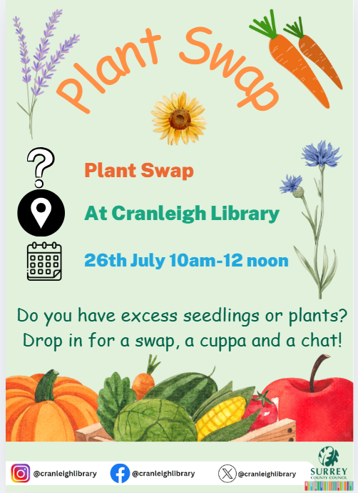 Cranleigh Library (@cranleighlibr) on Twitter photo It's thyme for our next plant swap event! It's thyme for our next plant swap event!