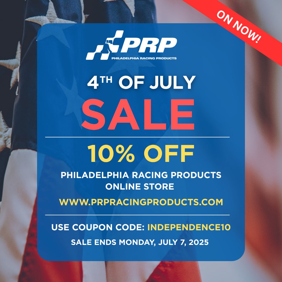 prpracing's tweet image. Our 4th of July sale is on now! 🎉
We’re celebrating freedom, fireworks, and fast laps with a special 10% OFF everything in our shop!

🏎️ High-Performance Aftermarket #RacingParts
🇺🇸100% #AmericanMade 
Use code: INDEPENDENCE10 
Shop now → prpracingproducts.com

#4thofJulySale