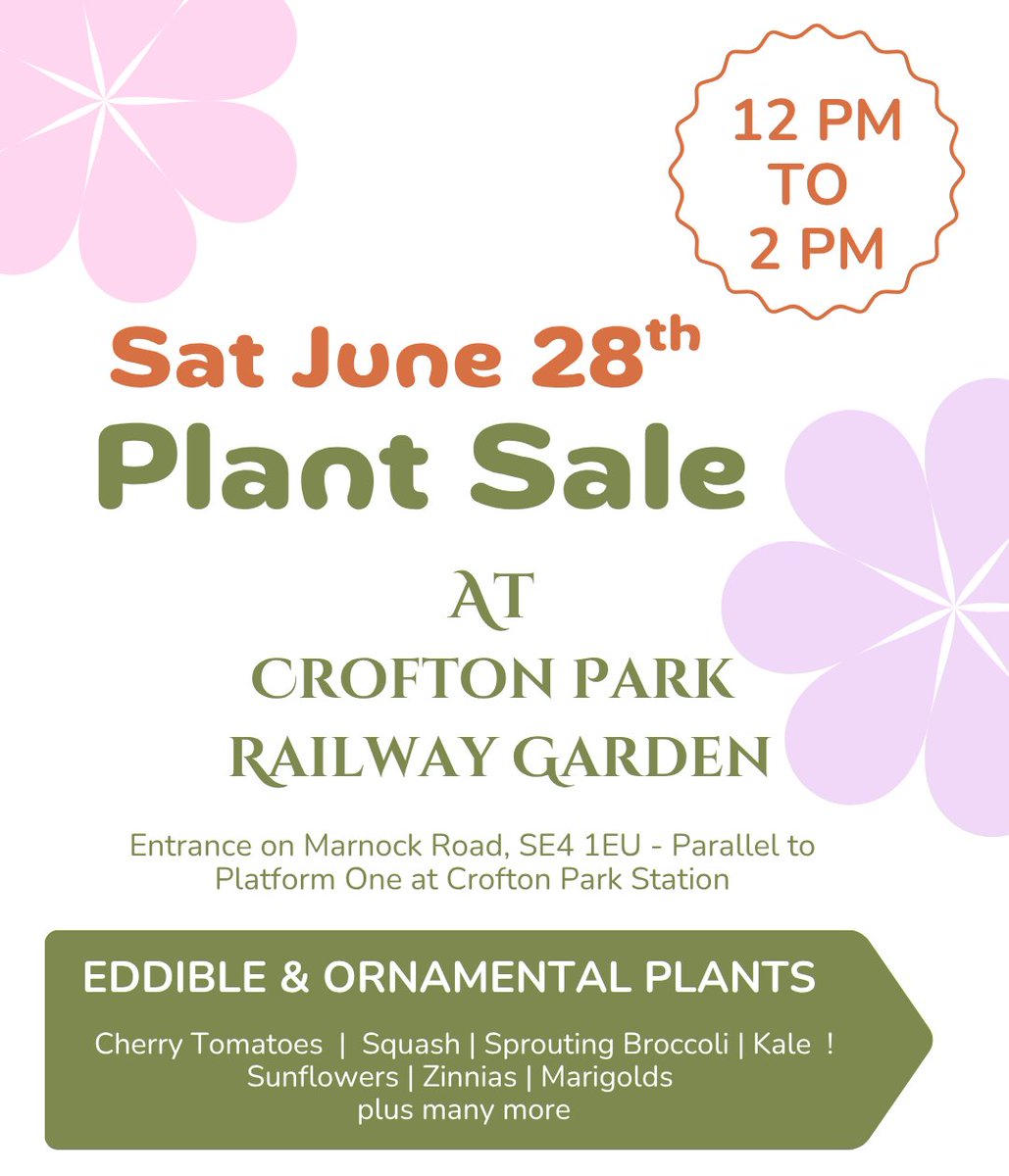 Crofton Park Railway Garden (@croftongarden) on Twitter photo Plant Sale <a href="/CroftonGarden/">Crofton Park Railway Garden</a> this Saturday 28th June 12 till 2pm mailchi.mp/c5aa4f31038f/p… Plant Sale <a href="/CroftonGarden/">Crofton Park Railway Garden</a> this Saturday 28th June 12 till 2pm mailchi.mp/c5aa4f31038f/p…