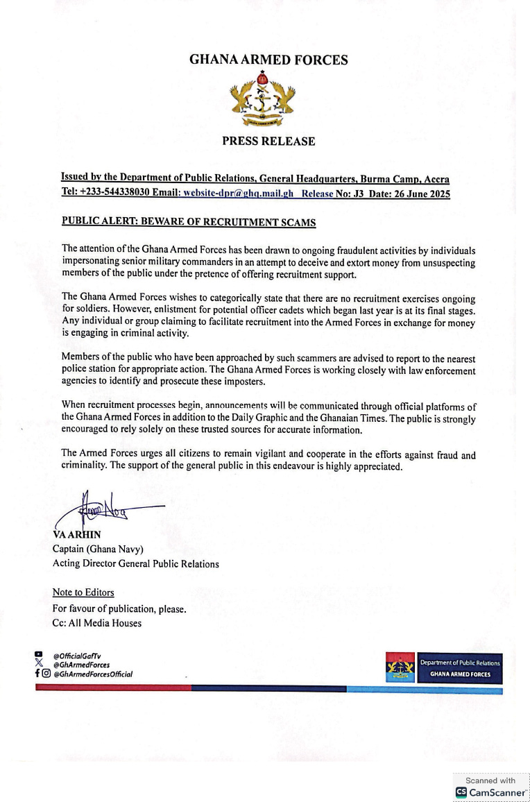 PUBLIC ALERT - BEWARE OF RECRUITMENT SCAM