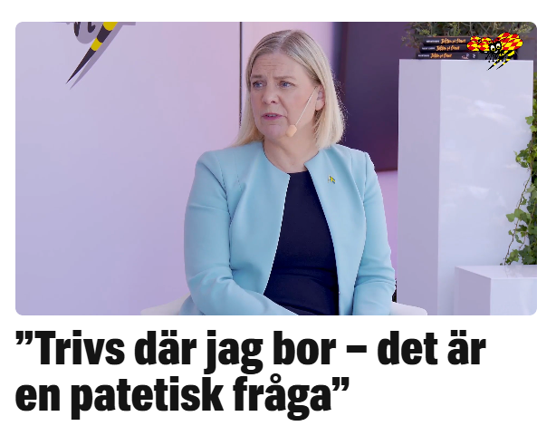 Carl_Albinsson's tweet image. Det är inte frågan som är patetisk. Det patetiska är att S-ledaren inte vill drabbas av sin egen politik. Hyckleri.
Jag tror ganska många "trivs bra" där dom bor. Frågan borde vara hur vi får fler att trivas, inte hur politiker ska få fler människor att flytta.