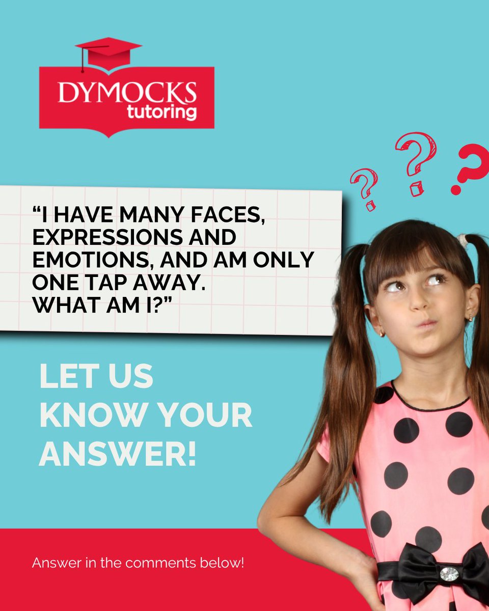 🧩 Ready for this week's literary riddle?
Here it goes: “I have many faces, expressions and emotions and am only one tap away. What am I?”

Comment your guesses, we’ll reveal the answer on Monday!

#RiddleChallenge #BrainTeaser #LiteraryFun #DymocksTutoring