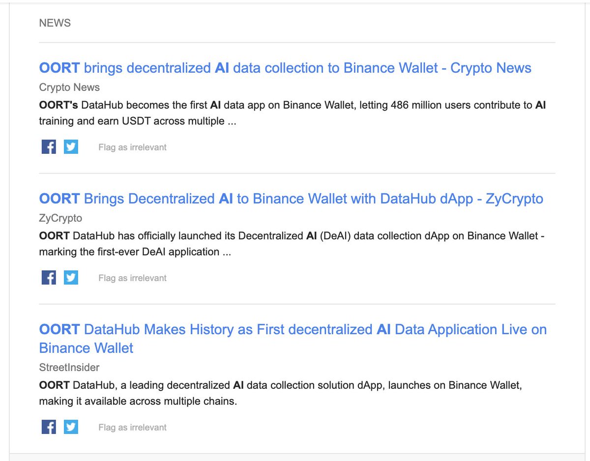oortech's tweet image. 🚀 OORT is making waves!

Woke up to this Google Alert — what a great feeling to see our @BinanceWallet integration spreading across the media. 🌍