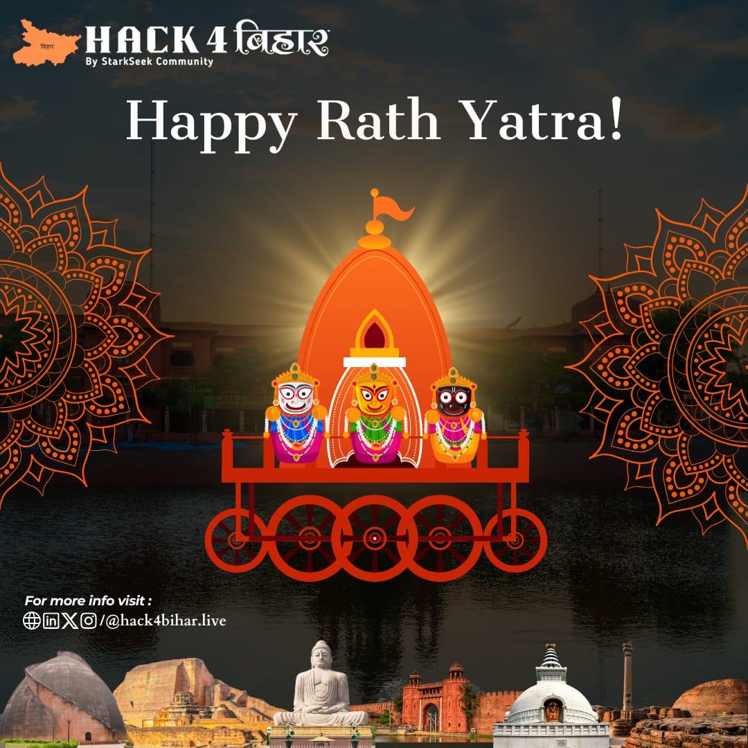 Chariots are ready, spirits are high!
Let’s celebrate the divine journey of Lord Jagannath with joy and devotion.
Hack4Bihar wishes you all a blessed and vibrant Rath Yatra!
May this holy festival bring peace, prosperity, and power to code change in the world!
#Hack4Bihar