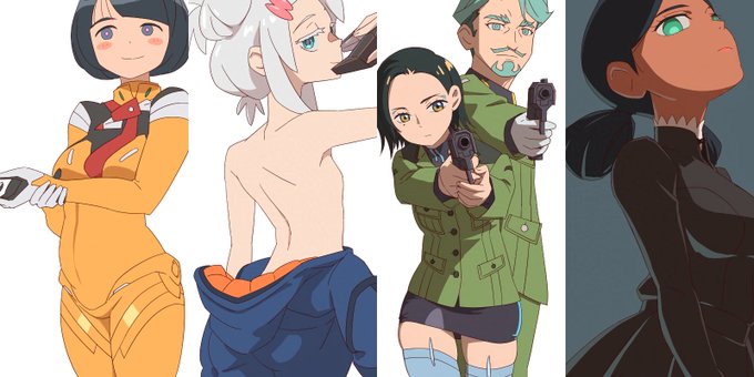 #今月描いた絵を晒そう 春アニメおかわり。ジークアクス、ウィッチウォッチ、にんころ