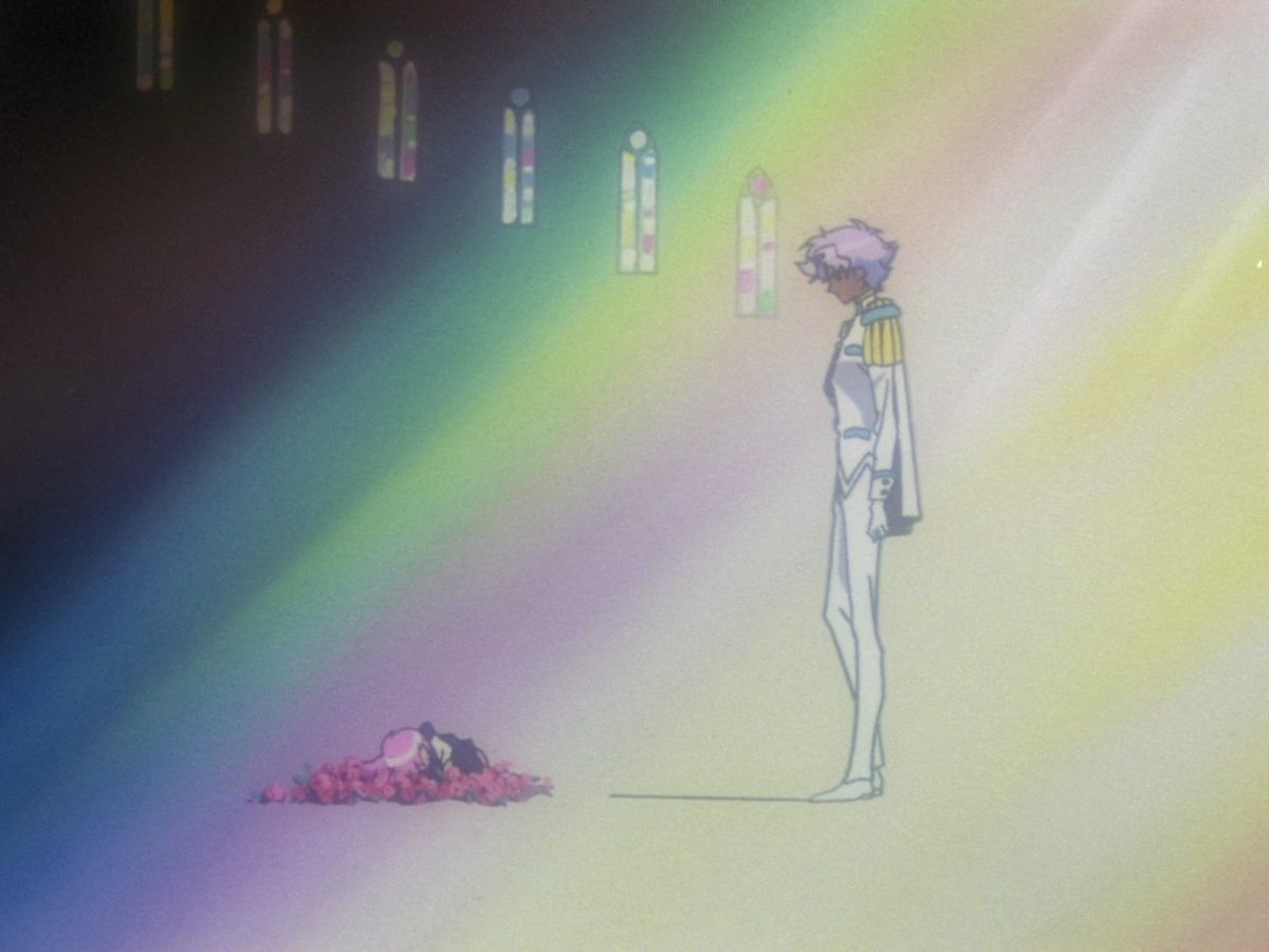 a detailed recollection of the utena monologue was first shown in ep 9 via saionji. he and touga found utena in a coffin. what intrigued me is that in ep 34, when we learned of what actually happened, baby utena was shown lying on the floor with roses, not in a coffin