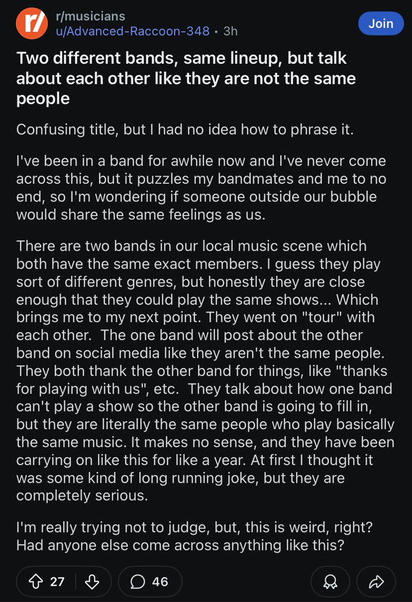 doom scrolling reddit and came across a post from a guy who almost certainly is in a band from long island