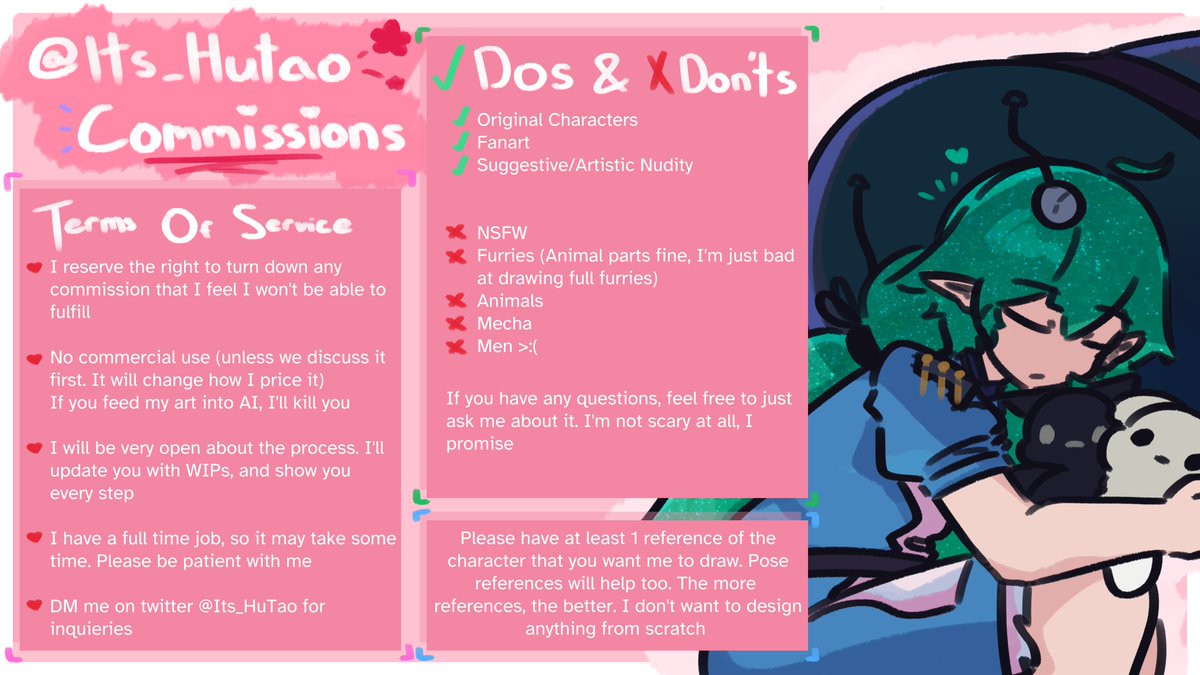 Its_HuTao's tweet image. Hey guys, I&apos;m opening .com missions in case you guys ever wanted to get anything drawn by yours truly. Just DM me on twitter if you had any questions :)