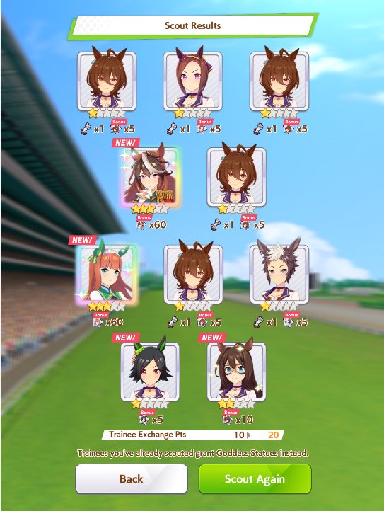 Official_iPN's tweet image. Never lucky in gacha, but the one time I am it’s umamusume 💀
First I got McQueen, then these after.
Is this even good?
