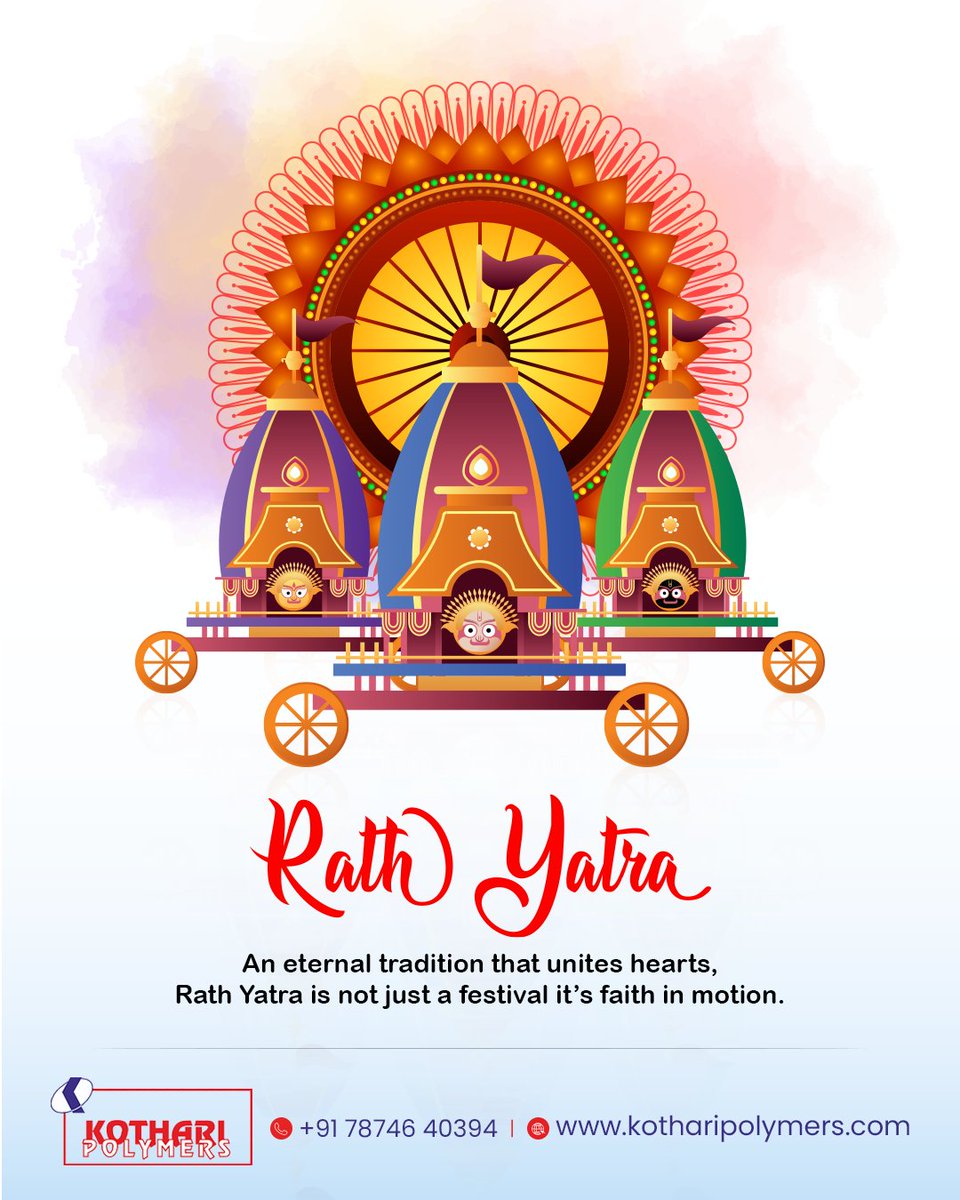 KothariPolymers's tweet image. As the divine chariot rolls forward, may your path be filled with peace, devotion, and blessings.

Website: kotharipolymers.com
Email: info@kotharipolymers.com
Contact No: +91 78746 40394
.
.
#KothariPolymers #kothari #masterbatches #polymersolutions #HappyRathYatra