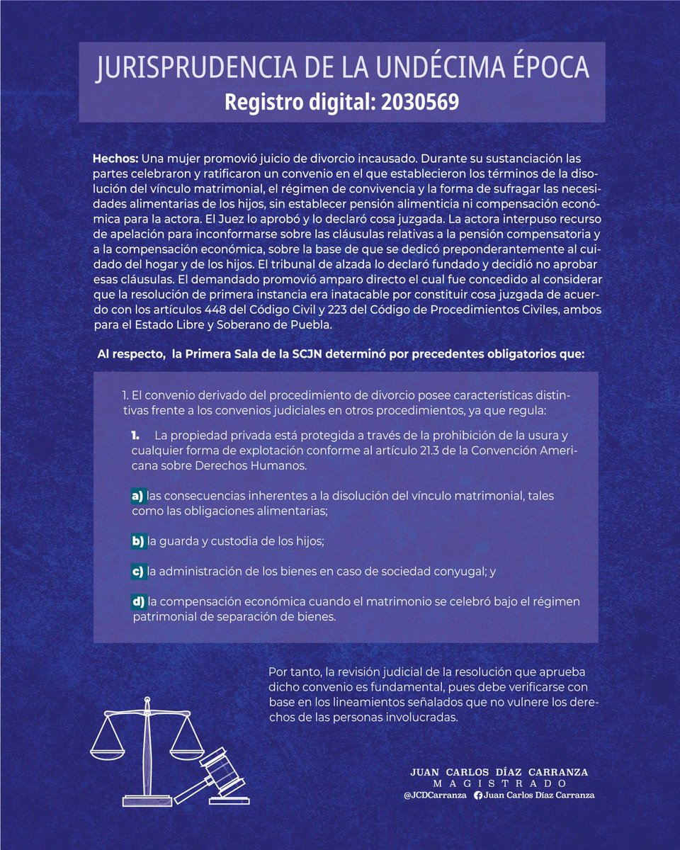 CONVENIO DE DIVORCIO

👨‍🎓 La Primera Sala de la <a href="/SCJN/">Suprema Corte</a> publicó la jurisprudencia en materia civil por precedentes obligatorios en la que determinó que:

Un convenio de divorcio es susceptible de aprobarse por "no contravenir disposiciones legales" cuando satisface ciertos