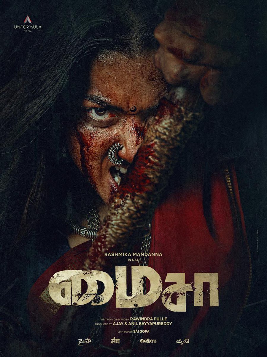 dhanushkraja's tweet photo. Some fights are not for survival… they’re to show the world what you’re made of 🔥

Here’s @iamRashmika like you’ve never seen before…
Happy to unveil the Tamil Poster of this intense, raw film #MYSAA ❤‍🔥

Wishing the entire team the very best👍🏻

@RawindraPulle @unformulafilms
#RashmikaUnleashed