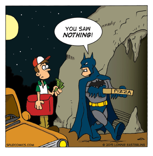 Pizza 🍕 time at the Batcave
Comic by <a href="/spudtoons/">Lonnie Easterling</a>