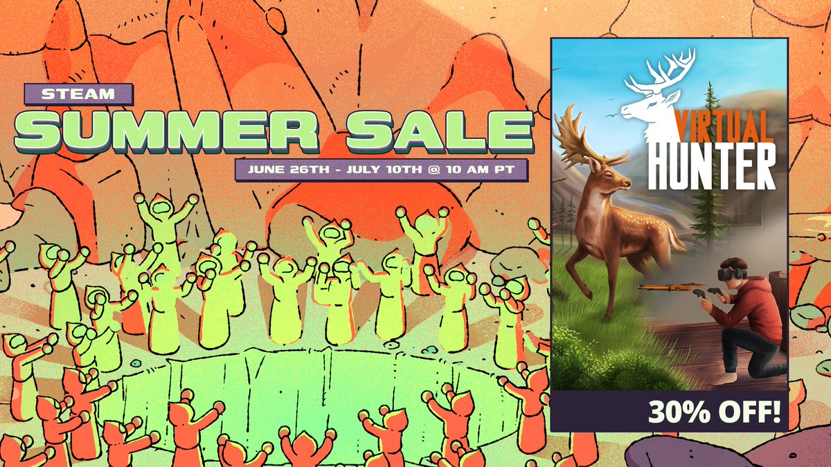 Pack your gear hunters!🦌
Get Virtual Hunter 30% OFF during Steam Summer Sale!

👉 Don’t miss out: store.steampowered.com/app/1549850/Vi…

#SteamSummerSale #VR #virtualreality #hunting #virtualhuntervr