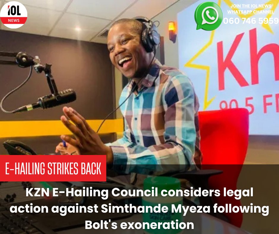 IOL's tweet photo. The KZN E-Hailing Council is taking legal action against digital creator Simthande Myeza after Bolt’s investigation cleared its drivers of abduction claims.
#SimthandeMyeza #BoltSA #EHailingTruth #KZNCouncil #FalseClaims #RideSafe
Read on https://t.co/dvYVlqBILX https://t.co/3YTsCFjAeb