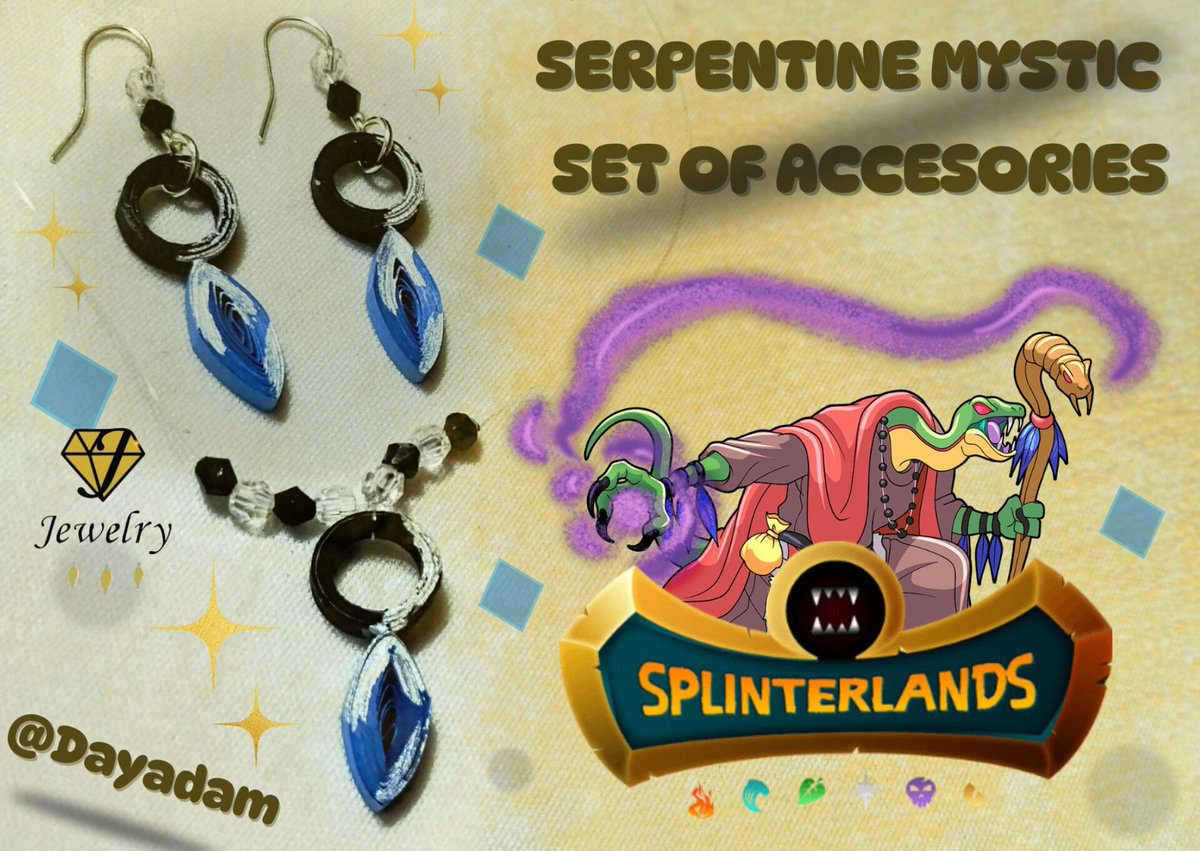Les dejo mi participación en el <a href="/splinterlands/">Splinterlands</a> social media de la semana, dónde realicé un set de accesorios inspirados en la carta Serpentine Mystic en la técnica de #quilling #hive #play2earn #splinterlands 
peakd.com/hive-189504/@d…