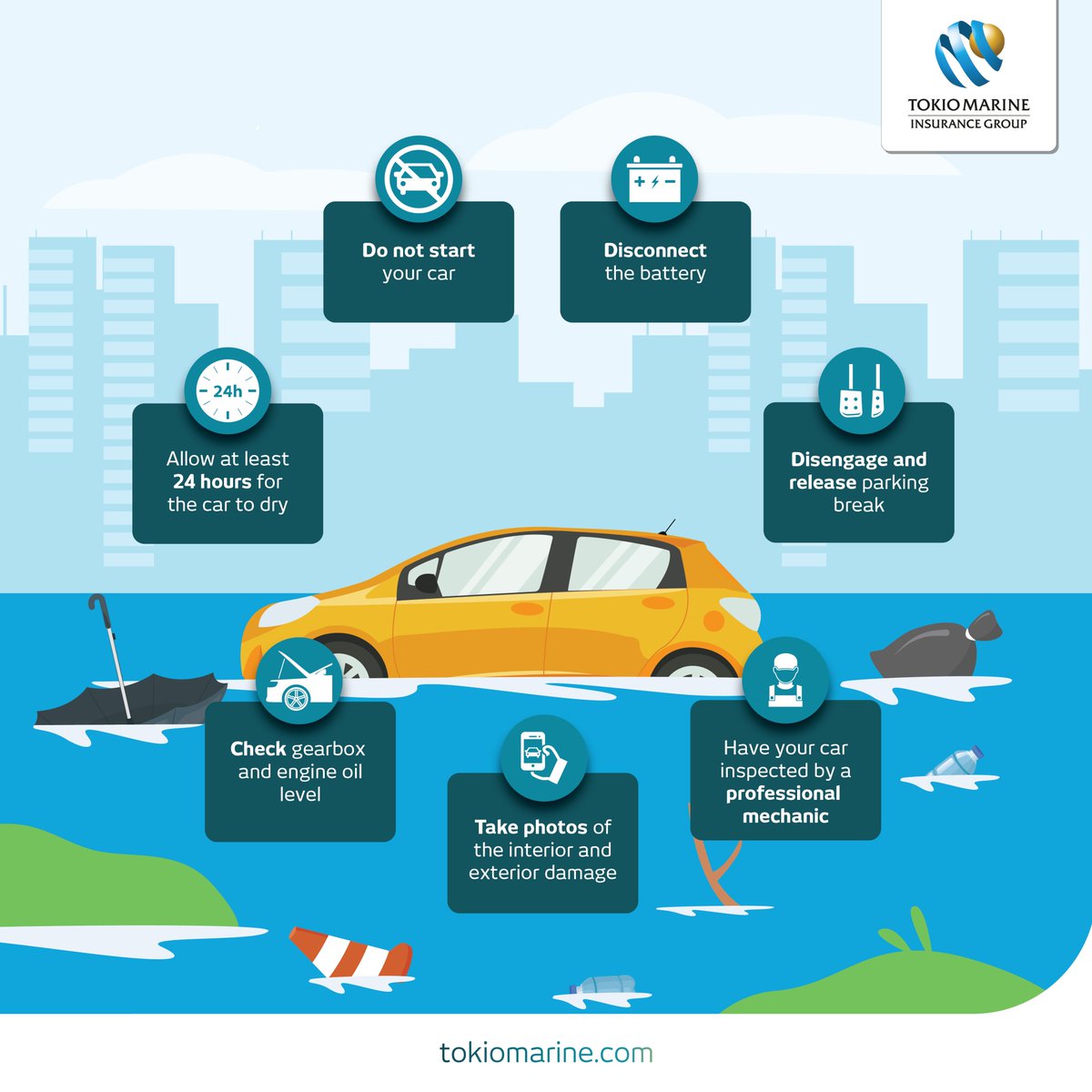Having your car submerged in a flood is one of the worst nightmares for any car owner. Dealing with the cost of repairs can be a real headache. However, with the Special Perils add-on, rest assured that your insurance will cover the expenses.

#TokioMarine #FlashFloods