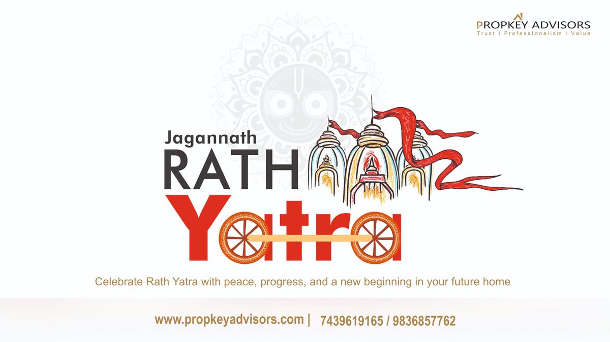 Propkeyadvisors's tweet photo. 🚩 Wishing you a blessed Rath Yatra!
Let Lord Jagannath's chariot bring joy, prosperity, and new beginnings.
At Propkey Advisors, we help you find not just a house — but your dream home in Kolkata. https://t.co/uDT0nc2bP6