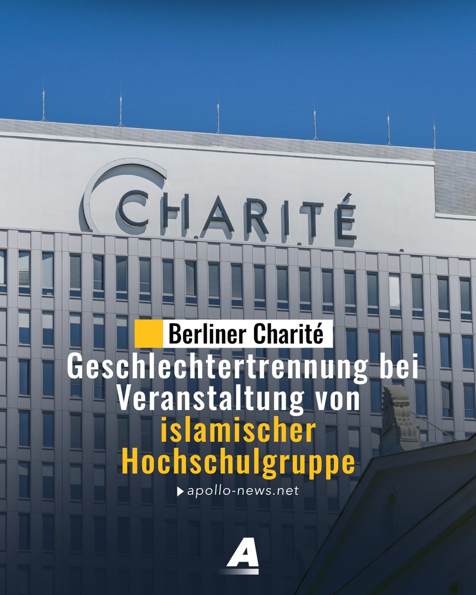 An der renommierten Charité in Berlin trennt die muslimische Hochschulgruppe bei Veranstaltungen Männer und Frauen – teils sitzen sie im Hörsaal strikt getrennt. Auf Anfrage schweigen sowohl die Gruppe als auch die Universitätsleitung.

apollo-news.net/auch-an-der-ch…