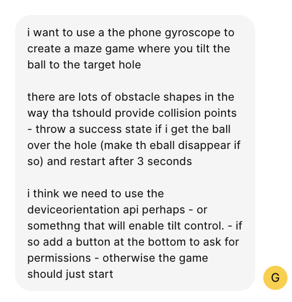 guiseiz's tweet image. Underrated thing to do with Code Layers in Figma is to quickly spin up little games for the commute to work :)
One prompt (attached) for the logic - and a follow up for the score.
I did mess up the canvas size.. but ¯\_(ツ)_/¯