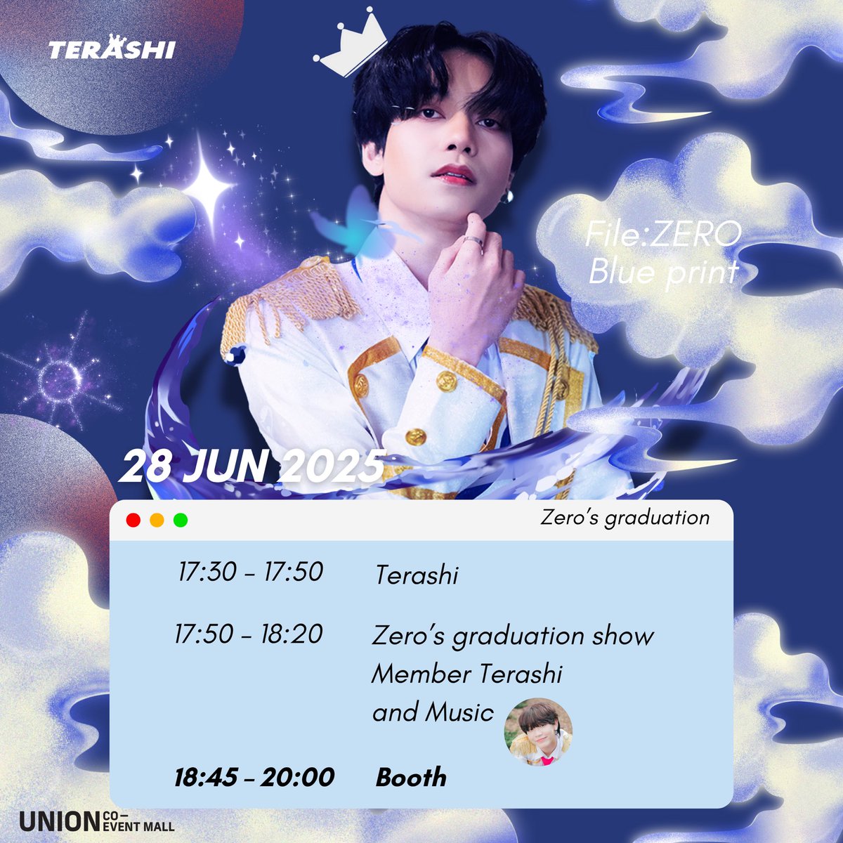 OfficialTerashi's tweet photo. ตารางกิจกรรมวันที่ 28 มิถุนายน มาแล้ววนะครับบ
Live : 17:30 - 18:20
Terashi with Zero graduation with member and Music terashi
Booth : 18:45 - 20:00
#jpop #zeroterashi #terashi #Renentertainment #TERASHI #zerograduation https://t.co/mvgccFKHY6