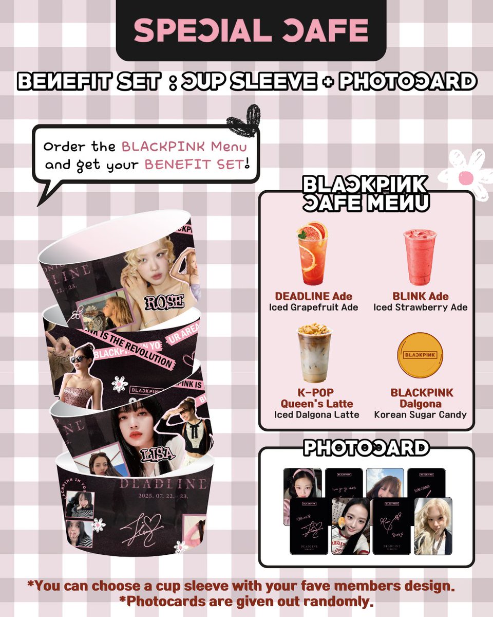 HANBINGOkpop's tweet image. 🖤#BLACKPINK CONCERT CAFE💕
#BLINK! OUR K-POP QUEENS ARE BACK 👀❗❗
🗓July 17 - 24 / 10AM - 7PM
🥤HANBINGO & ELSJOY CAFE
🖤Cup Sleeve + Photocard
💕Lucky Draw
#DEADLINE #YG
#JISOO #JENNIE #LISA #ROSÉ
#BLACKPINK_WORLDTOUR
#BLACKPINKINYOURAREA
#블랙핑크 #지수 #제니 #리사 #로제