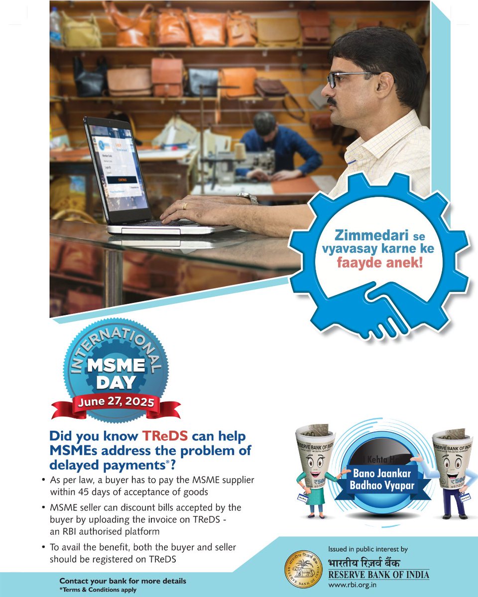 RajasthanGB's tweet photo. Fueling innovation and generating employment — MSMEs are the driving force of India’s growth engine.

At RGB, we remain committed to empowering them at every step of their journey.

#MSMEDay2025
#SupportMSMEs #RGBforMSMEs
#InternationalMSMEDay2025
#rajathangraminbank
#RGB
#MSME https://t.co/RKfZzHzJzU