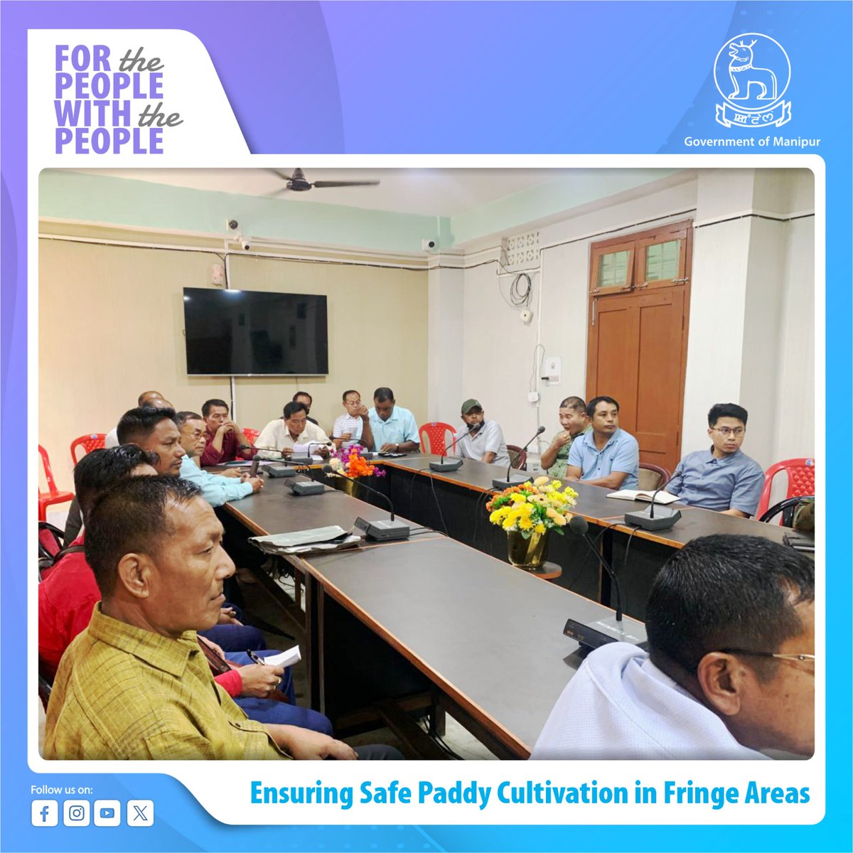 To ensure safe agricultural practices, with a firm focus on the safety and well-being of farmers, DC Bishnupur Smt. Pooja Elangbam chaired a crucial meeting to address security concerns faced by farmers in the fringe areas of the district during paddy cultivation. 

The meeting