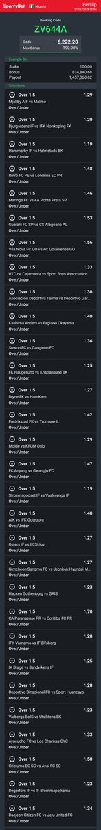 Hey check out the bet I just placed on Sportybet! sportybet.com/ng/?shareCode=…